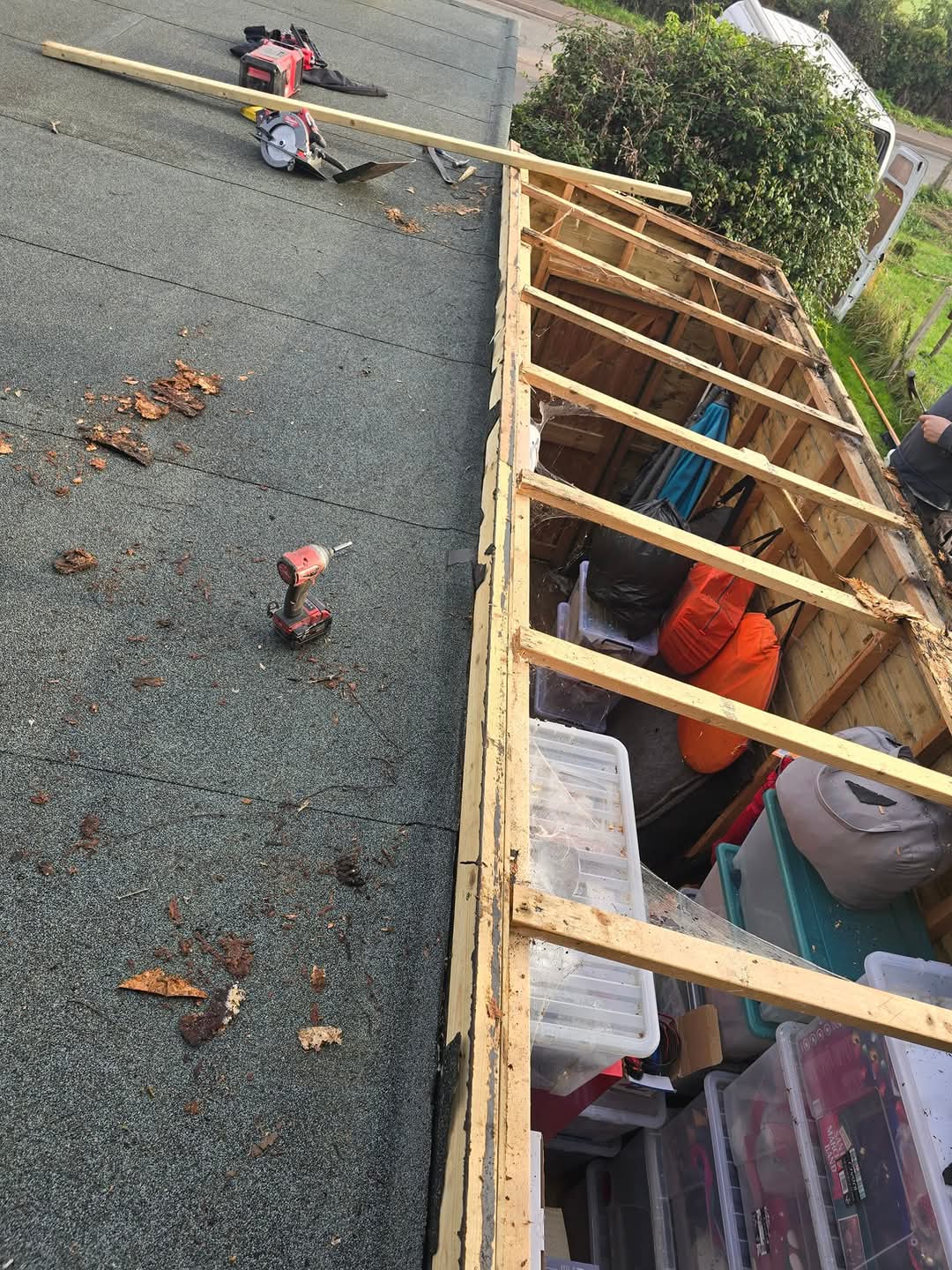 Inspection — Failed deck and joists fully assessed.