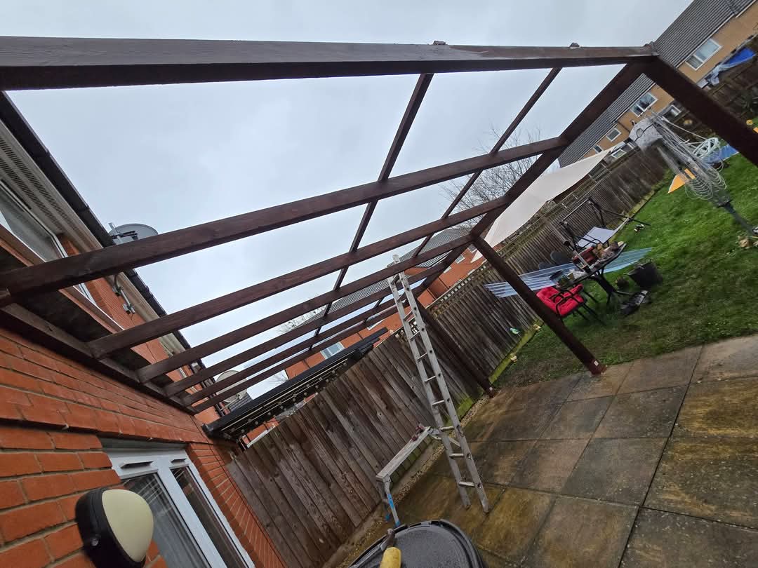 Lean-to frame stained dark walnut