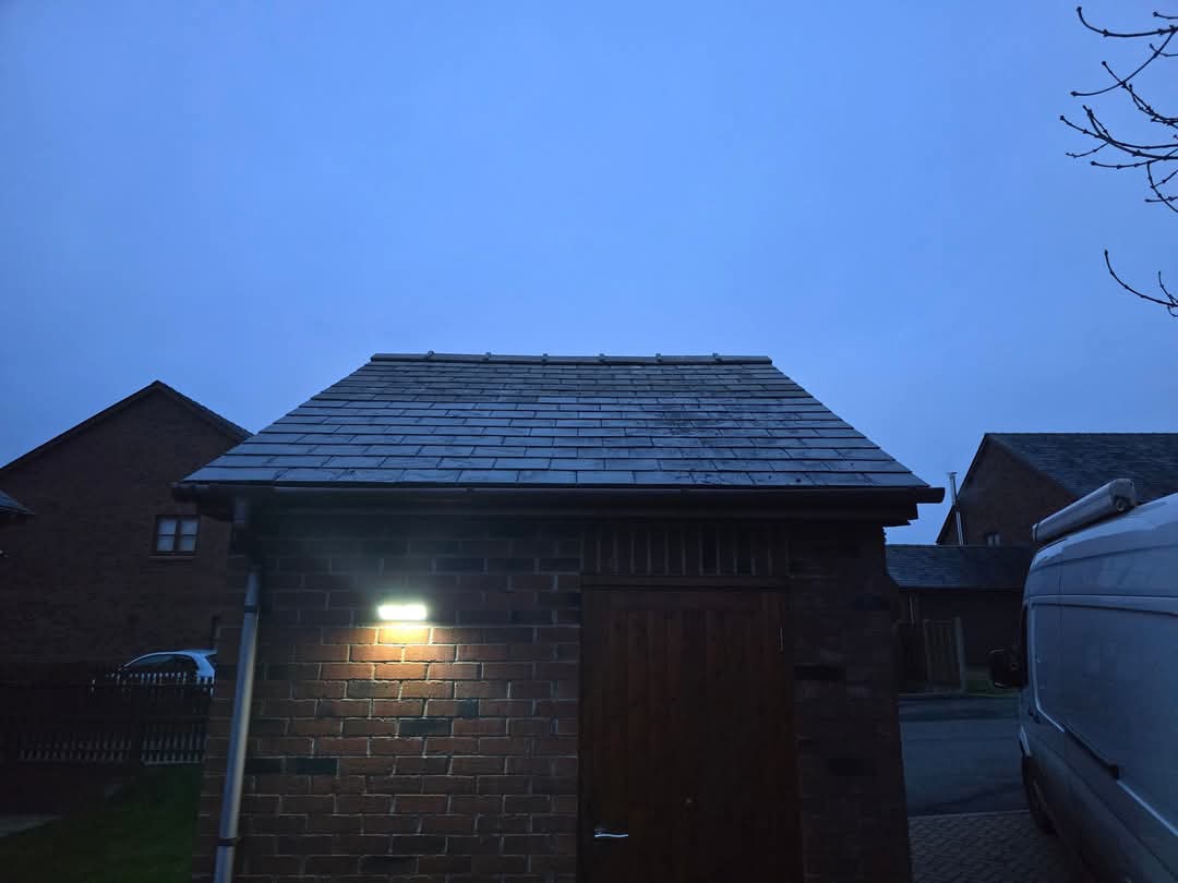 Finished slate roof on outbuilding