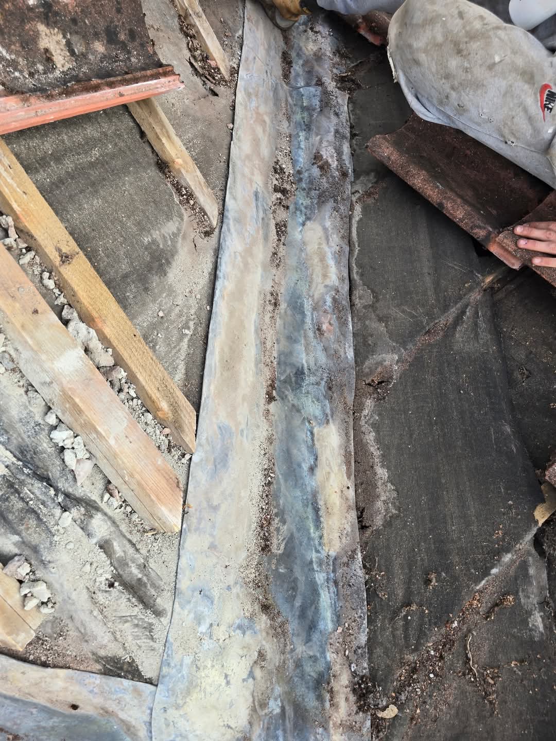Aged lead removed from valley channel